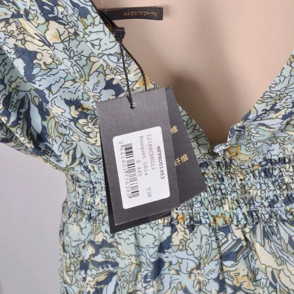 maje Rachelle Floral Print Smocked Maxi Dress